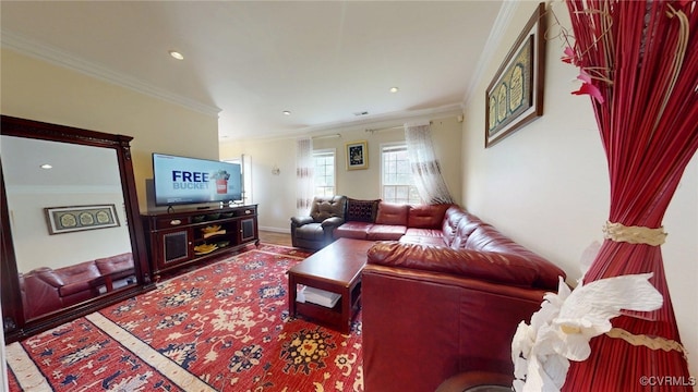 2024 Rockstone Pl, Henrico, VA 23238 - living room with ornamental molding, recessed lighting, and wood finished floors