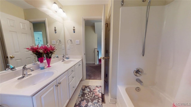2024 Rockstone Pl, Henrico, VA 23238 - full bath with double vanity, shower / bath combination, and tile patterned flooring