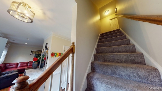2024 Rockstone Pl, Henrico, VA 23238 - stairway with crown molding and recessed lighting