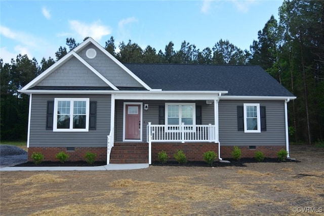 5102 Front Dr, North Dinwiddie, VA 23803 - view of front of home with crawl space, covered porch, and a shingled roof