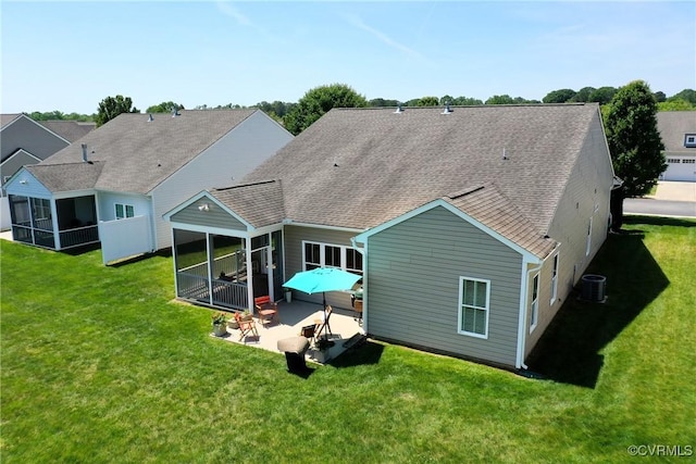 7413 Settlers Ridge Ct, Henrico, VA 23231 - back of house featuring a sunroom, a patio, and a shingled roof