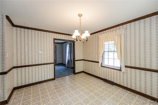 4320 Dunraven Rd, Chesterfield, VA 23236 - unfurnished room featuring crown molding and a chandelier