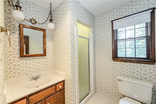 4320 Dunraven Rd, Chesterfield, VA 23236 - full bath with wallpapered walls, a stall shower, and vanity
