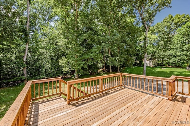 4320 Dunraven Rd, Chesterfield, VA 23236 - deck with a yard and view of wooded area