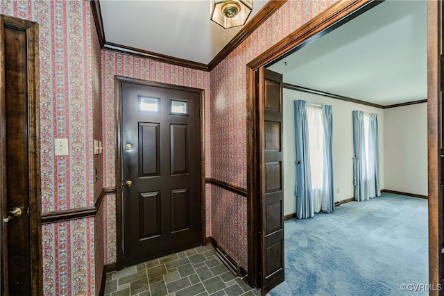 4320 Dunraven Rd, Chesterfield, VA 23236 - foyer with crown molding and wallpapered walls