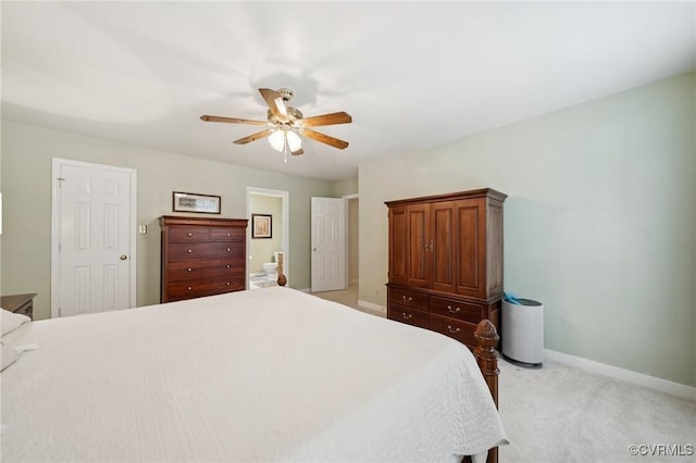 3000 Cove Ridge Rd, Midlothian, VA 23112 - bedroom with light colored carpet, ceiling fan, and ensuite bathroom