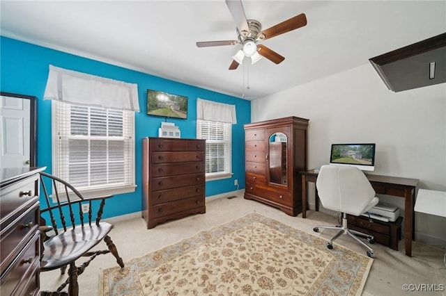 3000 Cove Ridge Rd, Midlothian, VA 23112 - carpeted home office with a ceiling fan and baseboards