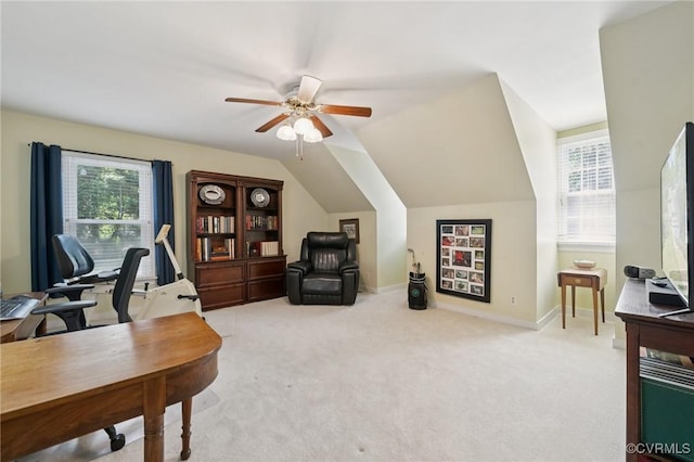 3000 Cove Ridge Rd, Midlothian, VA 23112 - carpeted office featuring ceiling fan, plenty of natural light, and vaulted ceiling