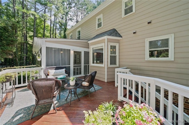 3000 Cove Ridge Rd, Midlothian, VA 23112 - wooden terrace featuring a sunroom and an outdoor hangout area