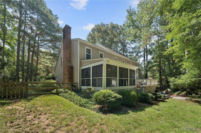 3000 Cove Ridge Rd, Midlothian, VA 23112 - back of property featuring a sunroom and a chimney