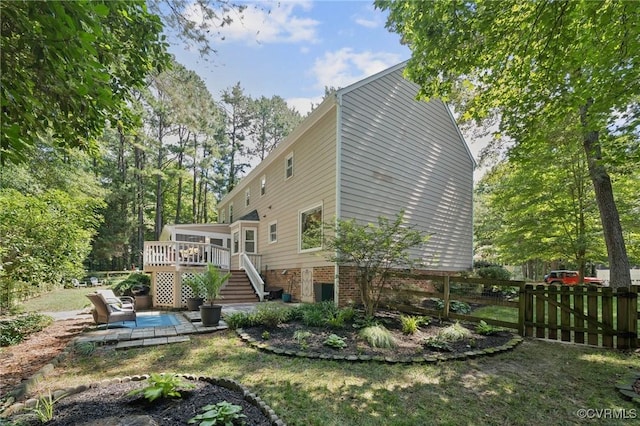 3000 Cove Ridge Rd, Midlothian, VA 23112 - rear view of house featuring a wooden deck, a patio area, and stairway