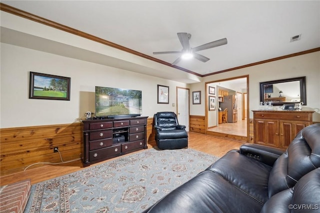 3000 Cove Ridge Rd, Midlothian, VA 23112 - living room featuring wood finished floors, ceiling fan, and crown molding