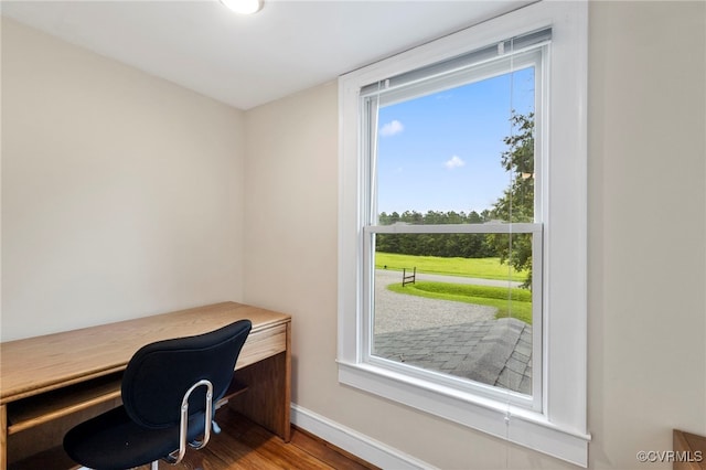3167 Trenholm Rd, Powhatan, VA 23139 - office with healthy amount of natural light, wood finished floors, and built in desk