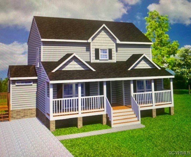 1395 Loudon St, Henrico, VA 23231 - view of front facade with covered porch, a front lawn, and roof with shingles