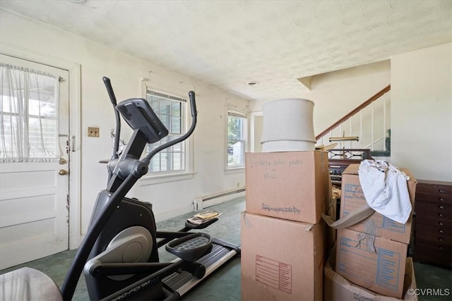 1415 New Market Rd 1411, Henrico, VA 23231 - exercise room with baseboard heating and a textured ceiling