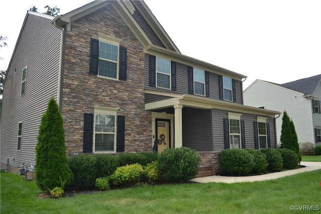 4331 Ganymede Dr, Chester, VA 23831 - view of front facade featuring stone siding and a front lawn