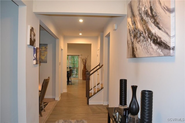 4331 Ganymede Dr, Chester, VA 23831 - hallway featuring light wood-style floors, recessed lighting, and stairway