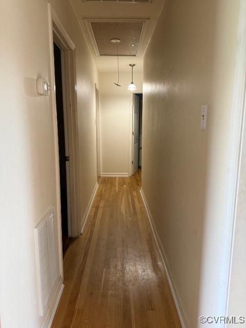 4002 Crystalwood Ln, Henrico, VA 23294 - hall featuring attic access and wood finished floors
