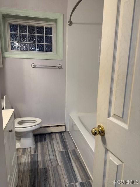4002 Crystalwood Ln, Henrico, VA 23294 - full bath featuring a baseboard radiator, vanity, tub / shower combination, and wood finished floors