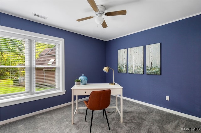 14408 Woods Walk Ct, Midlothian, VA 23112 - office featuring carpet and a ceiling fan