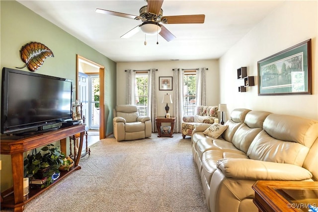8811 S Boones Trail Rd, North Chesterfield, VA 23236 - carpeted living area with a ceiling fan
