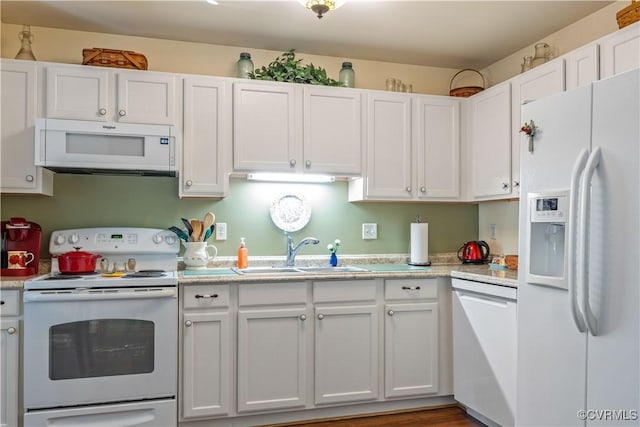 8811 S Boones Trail Rd, North Chesterfield, VA 23236 - kitchen with white appliances, white cabinets, and light countertops