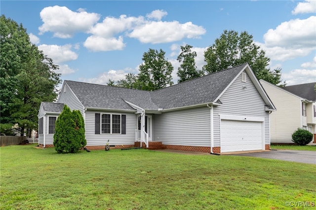4055 Tanner Slip Cir, Chester, VA 23831 - single story home featuring a shingled roof, a garage, driveway, crawl space, and a front yard