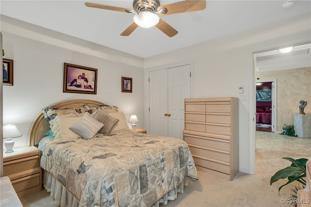4055 Tanner Slip Cir, Chester, VA 23831 - bedroom with a closet, light carpet, and ceiling fan