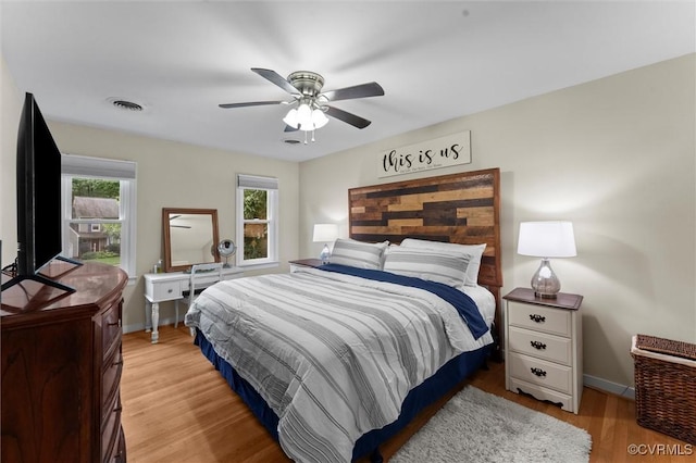 6003 Lansgate Rd, Midlothian, VA 23112 - bedroom featuring multiple windows, light wood finished floors, and a ceiling fan