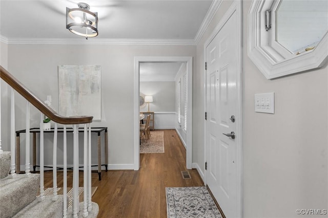 13219 Lauren Ln, Midlothian, VA 23114 - entrance foyer with wood finished floors, stairs, and crown molding