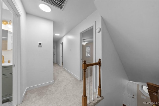 13219 Lauren Ln, Midlothian, VA 23114 - corridor with light colored carpet, an upstairs landing, and recessed lighting