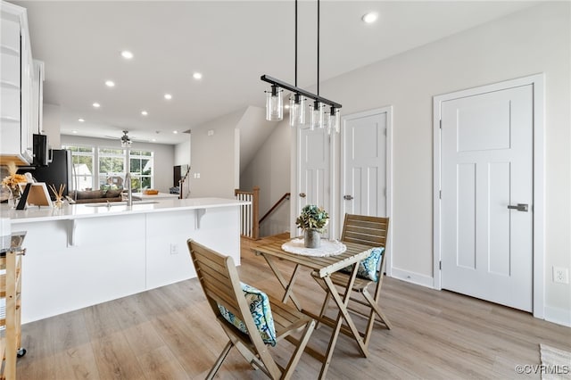 1665 Ewing Park Loop, Midlothian, VA 23113 - dining room featuring light wood finished floors, recessed lighting, and a ceiling fan