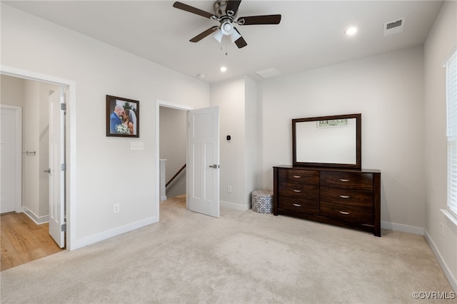 1665 Ewing Park Loop, Midlothian, VA 23113 - unfurnished bedroom with light colored carpet, recessed lighting, and a ceiling fan