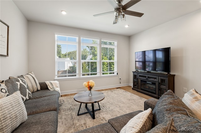 1665 Ewing Park Loop, Midlothian, VA 23113 - living area with ceiling fan, wood finished floors, and recessed lighting
