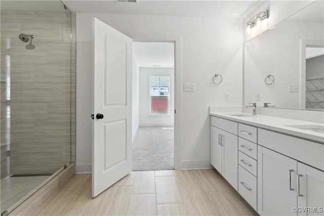 12149 Morning Walk, Henrico, VA 23233 - bathroom with double vanity and a tile shower
