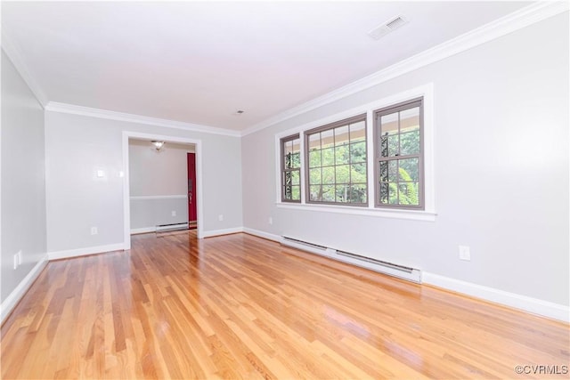 1020 Challis Ln, Sandston, VA 23150 - spare room featuring a baseboard heating unit, light wood-style flooring, and crown molding