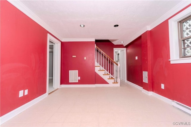 1020 Challis Ln, Sandston, VA 23150 - unfurnished room featuring stairway, ornamental molding, and recessed lighting
