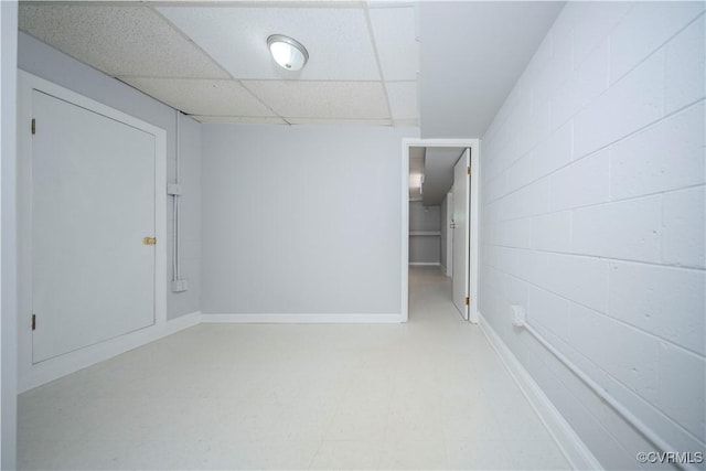 1020 Challis Ln, Sandston, VA 23150 - unfurnished room featuring a paneled ceiling and concrete block wall