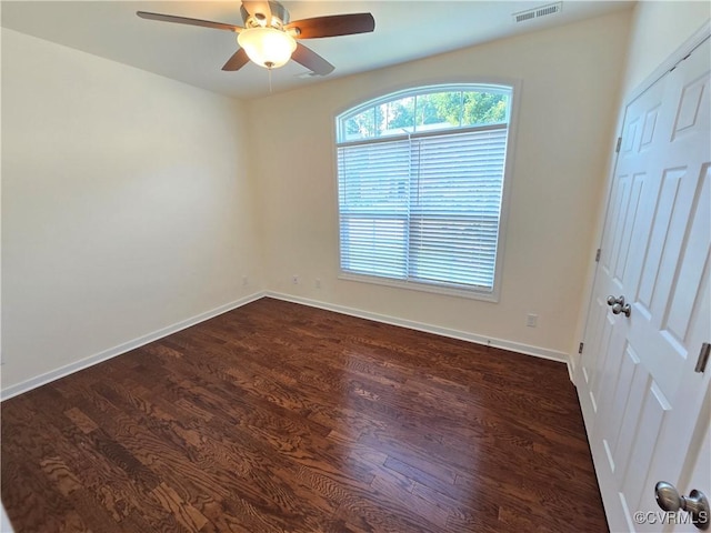 16813 Laurel Park Dr, Moseley, VA 23120 - spare room featuring ceiling fan and dark wood-type flooring