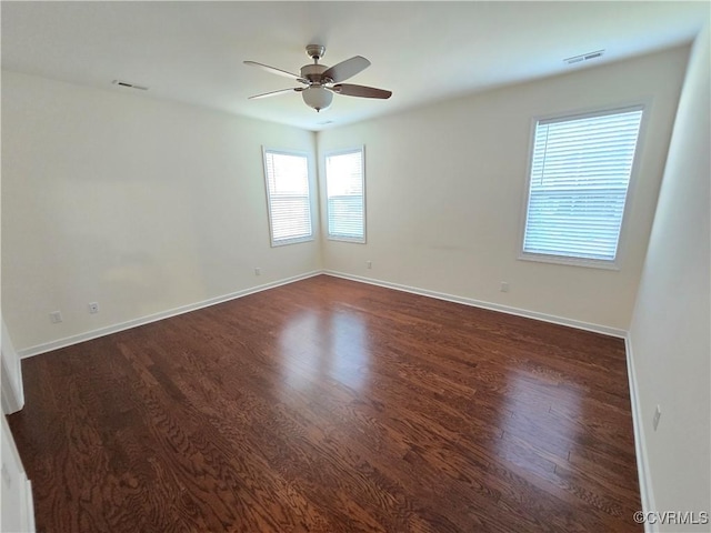 16813 Laurel Park Dr, Moseley, VA 23120 - empty room featuring a ceiling fan and dark wood finished floors