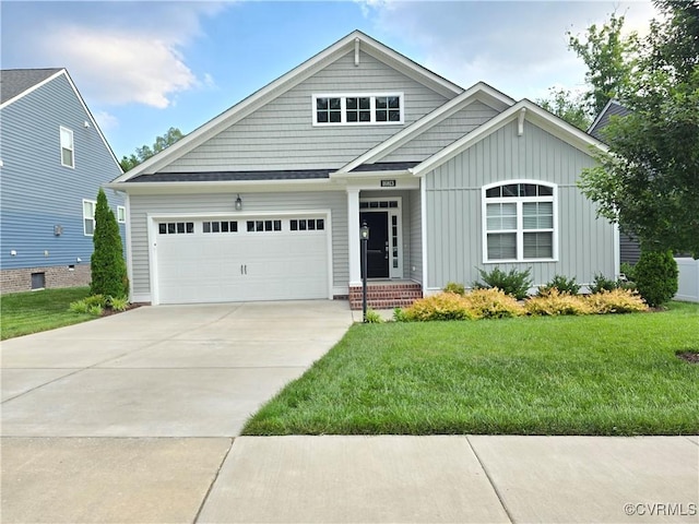 16813 Laurel Park Dr, Moseley, VA 23120 - craftsman inspired home featuring board and batten siding, driveway, a front yard, and a garage