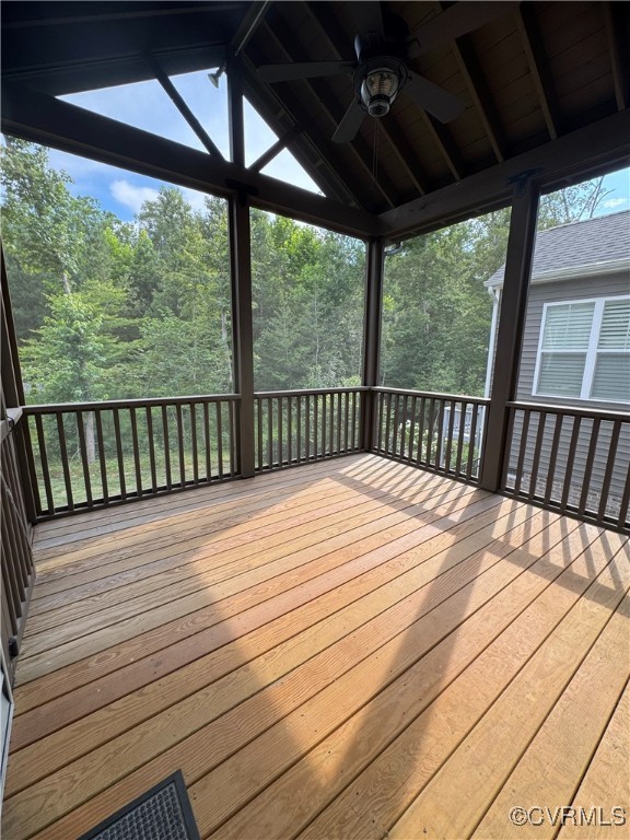 16813 Laurel Park Dr, Moseley, VA 23120 - wooden deck featuring ceiling fan