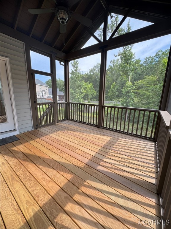 16813 Laurel Park Dr, Moseley, VA 23120 - wooden terrace featuring a ceiling fan