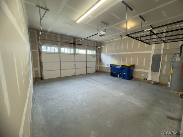 16813 Laurel Park Dr, Moseley, VA 23120 - garage with gas water heater, electric panel, and a garage door opener