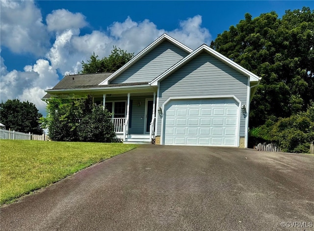9903 Bethwood Dr, Fredericksburg, VA 22407 - ranch-style home with asphalt driveway, a porch, and an attached garage