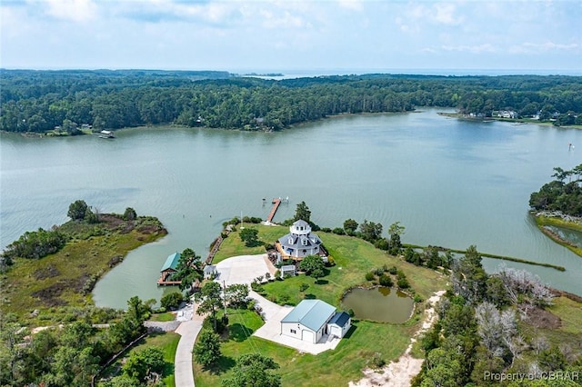 744 Possum Point Rd, Port Haywood, VA 23109 - drone / aerial view of a heavily wooded area and a large body of water