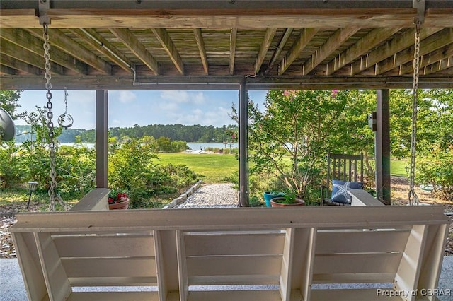 744 Possum Point Rd, Port Haywood, VA 23109 - view of patio featuring a water view