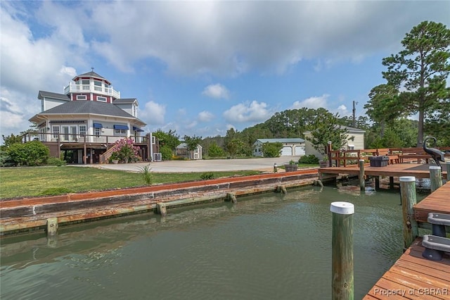 744 Possum Point Rd, Port Haywood, VA 23109 - dock area with a water view and a lawn
