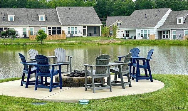 6813 Southwalk Hts, Moseley, VA 23120 - dock with a fire pit, a water view, and a yard