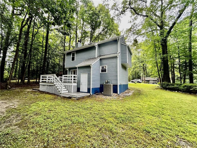 8512 Scottingham Ct, Chesterfield, VA 23236 - rear view of property with a deck, a chimney, and a yard